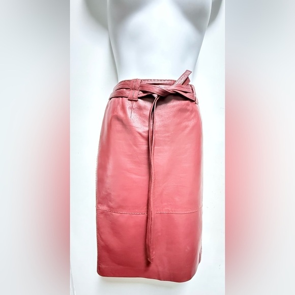 Oscar de la Renta Dresses & Skirts - Oscar de la Renta Burgundy  Leather Pencil Skirt